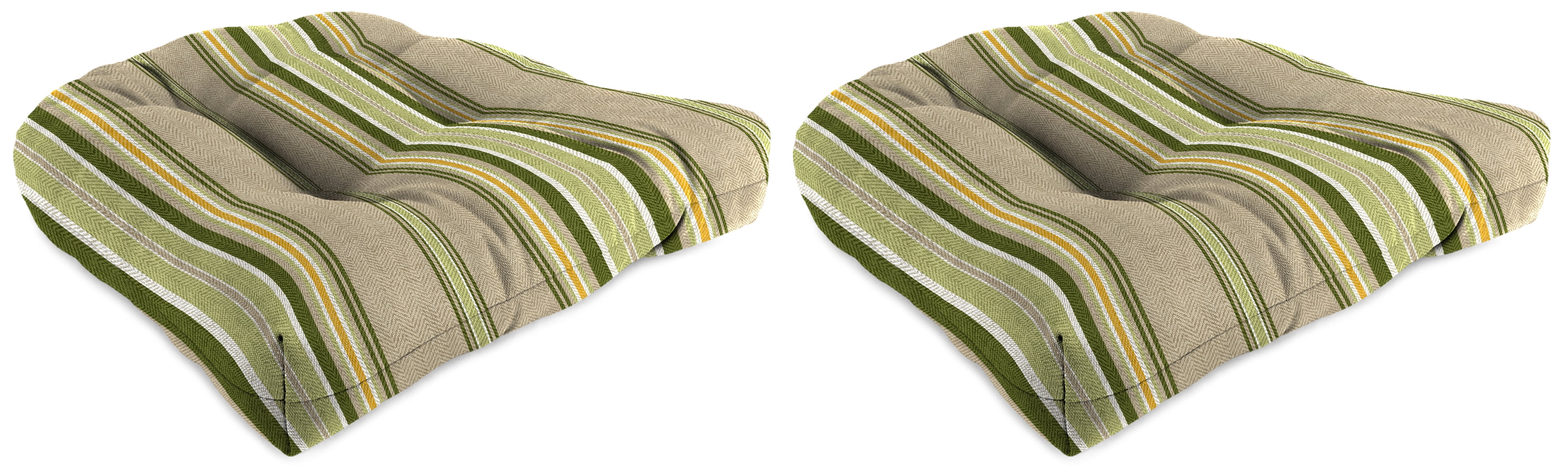 Jordan Manufacturing 19" x 19" Terrace Sunrise Multicolor Stripe Square Tufted Outdoor Wicker Seat Cushions (2 Pack)
