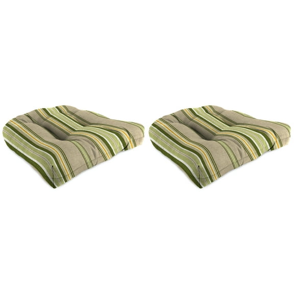 Jordan Manufacturing 19" x 19" Terrace Sunrise Multicolor Stripe Square Tufted Outdoor Wicker Seat Cushions (2 Pack)