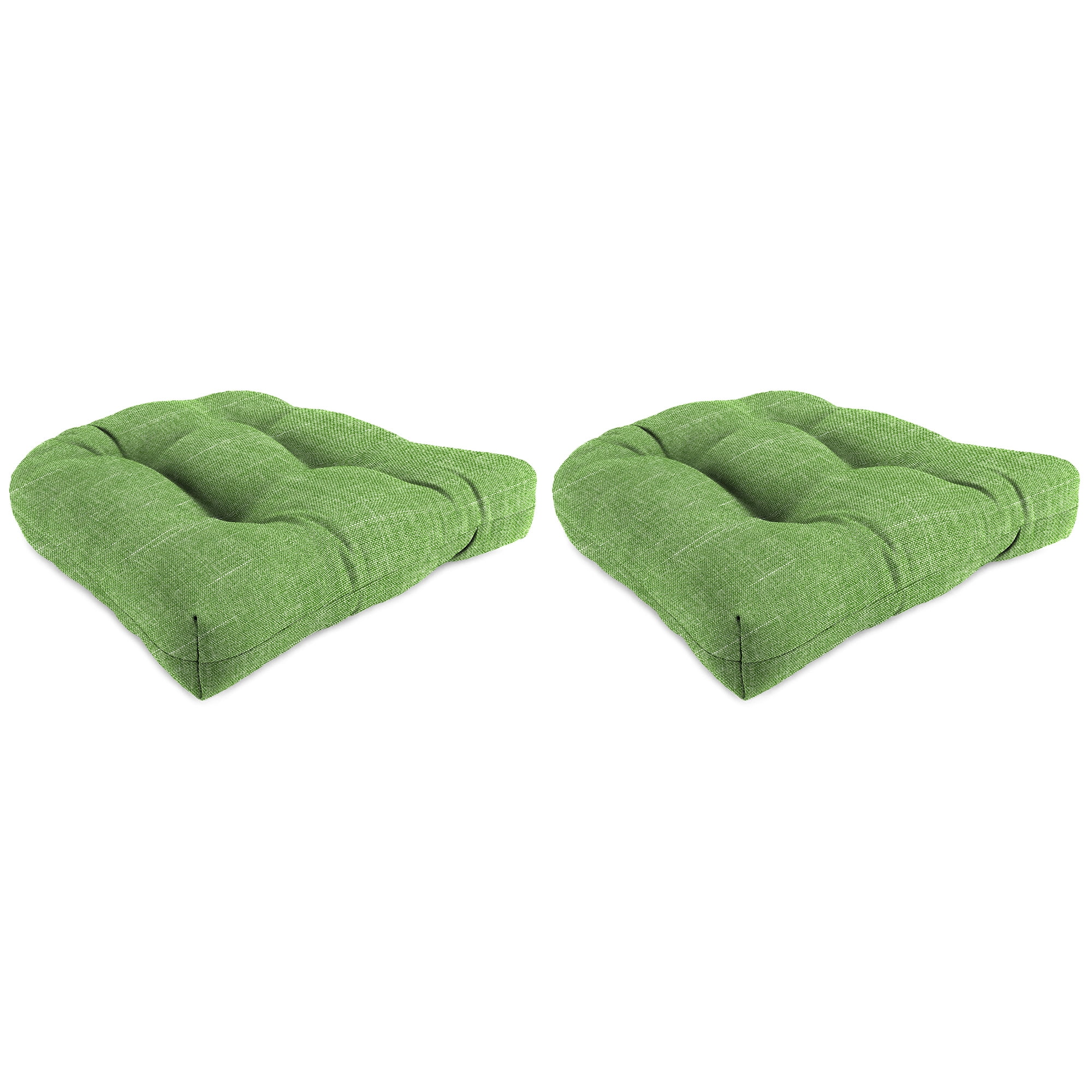 Jordan Manufacturing 19" x 19" Tory Palm Green Crosshatch Square Tufted Contoured Outdoor Wicker Seat Cushion (2 Pack)