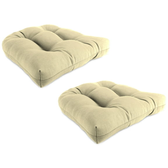 Jordan Manufacturing 19" x 19" Veranda Tan Solid Square Tufted Contoured Outdoor Wicker Seat Cushion (2 Pack)