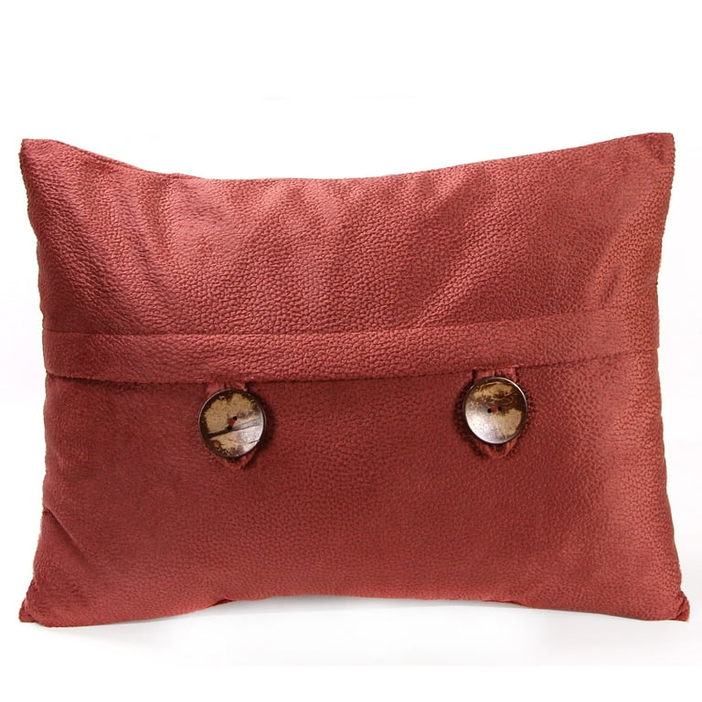 Jordan Manufacturing 20 x 14 Cranberry Solid Rectangular Reversible Decorative Lumbar Throw Pillow with Front Buttons