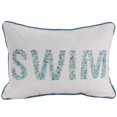 thumbnail image 1 of Jordan Manufacturing 20" x 14" Cream and Dark Aqua Swim Nautical Rectangular Reversible Decorative Lumbar Throw Pillow with Welt, 1 of 7
