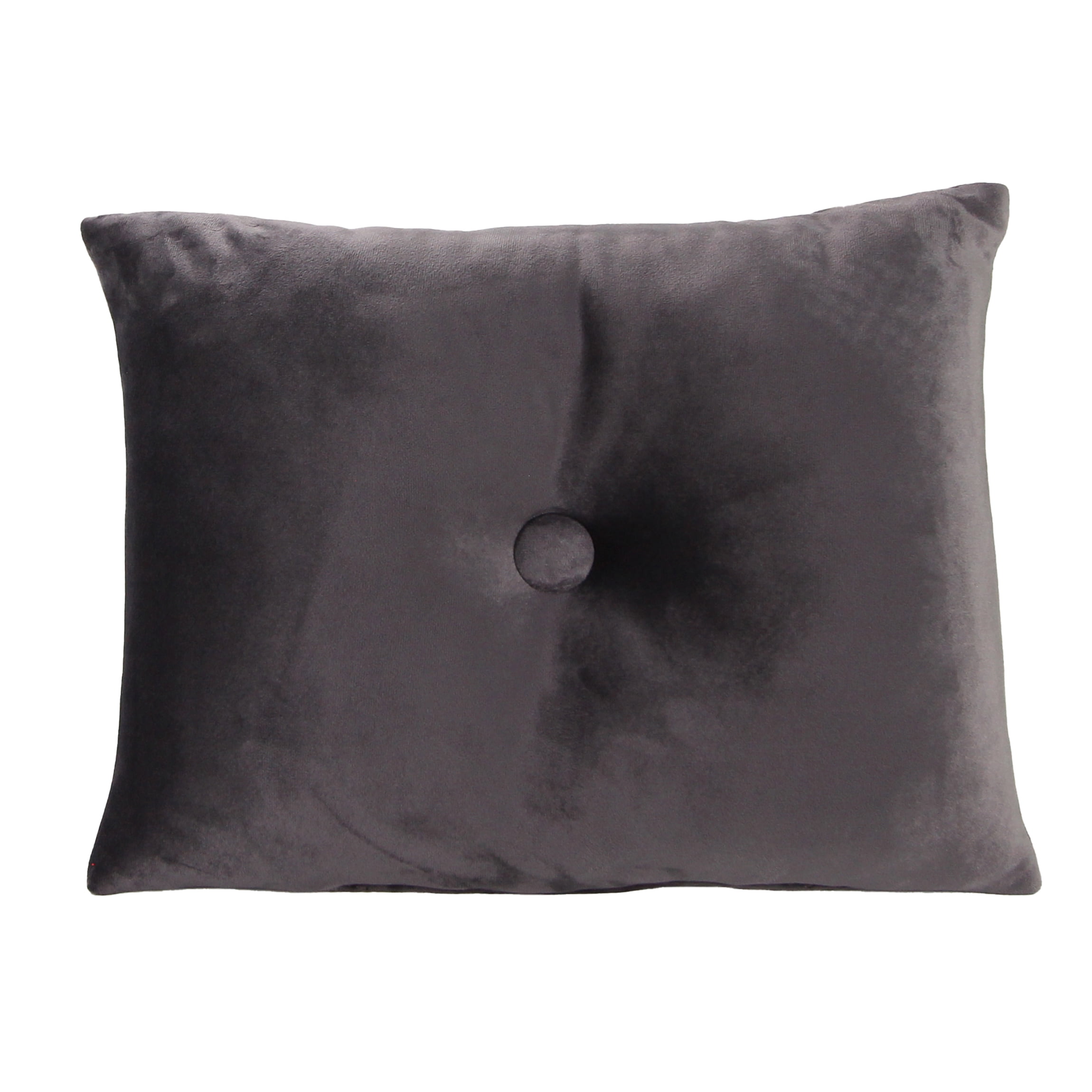 Jordan Manufacturing 20" x 14" Dark Gray Solid Rectangular Tufted Decorative Lumbar Throw Pillow with Fabric Button