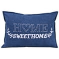 thumbnail image 1 of Jordan Manufacturing 20" x 14" Denim Blue Home Sweet Home Novelty Rectangular Reversible Decorative Lumbar Throw Pillow with Flange, 1 of 5