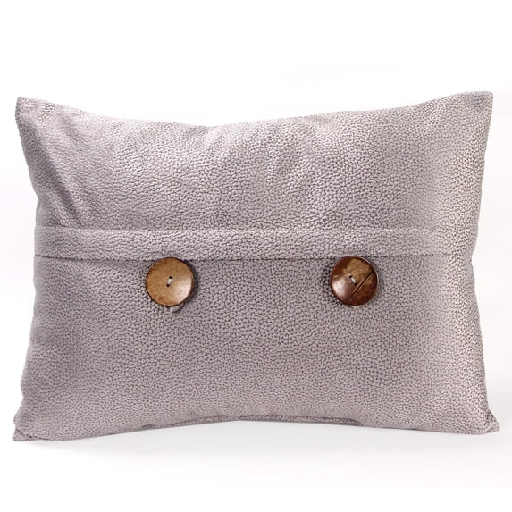 Jordan Manufacturing 20" x 14" Grey Solid Rectangular Reversible Decorative Lumbar Throw Pillow with Front Buttons