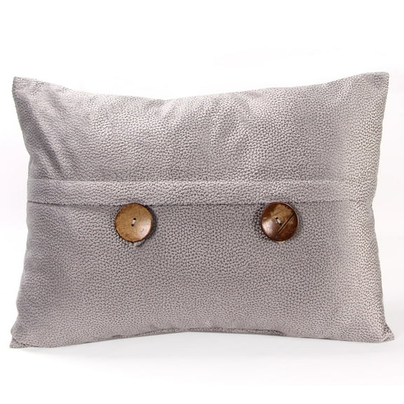 Jordan Manufacturing 20" x 14" Grey Solid Rectangular Reversible Decorative Lumbar Throw Pillow with Front Buttons