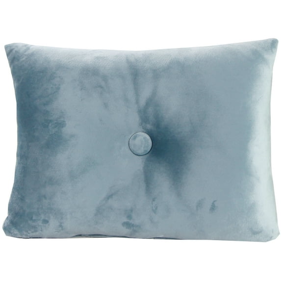 Jordan Manufacturing 20" x 14" Light Teal Solid Rectangular Tufted Decorative Lumbar Throw Pillow with Fabric Button