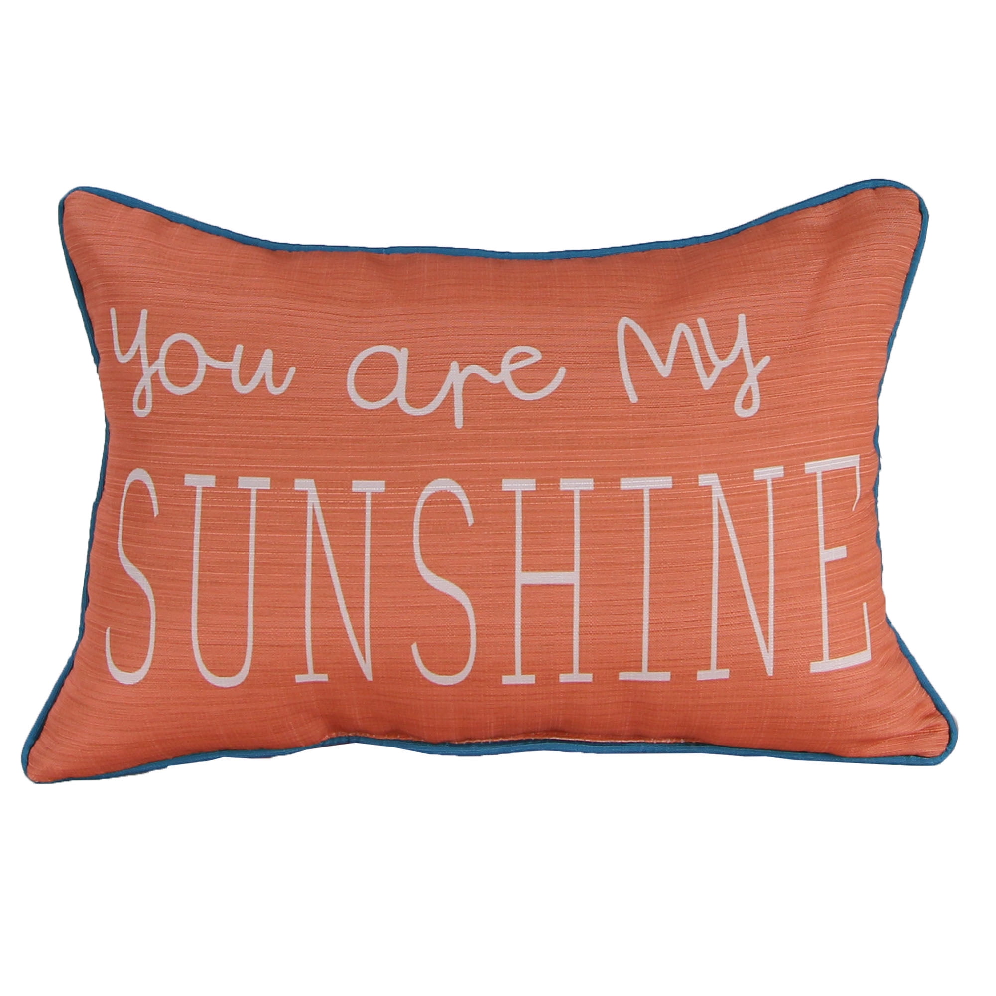 Jordan Manufacturing 20" x 14" Mango and Aqua Sunshine Novelty Rectangular Decorative Lumbar Throw Pillow with Welt