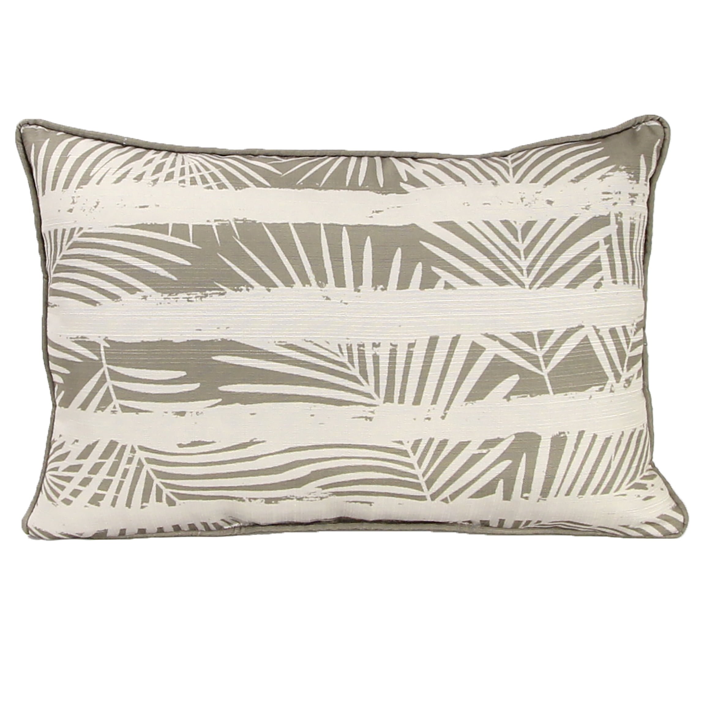 Jordan Manufacturing 20" x 14" Mocha Brown and Cream Leaves Rectangular Decorative Lumbar Throw Pillow with Welt