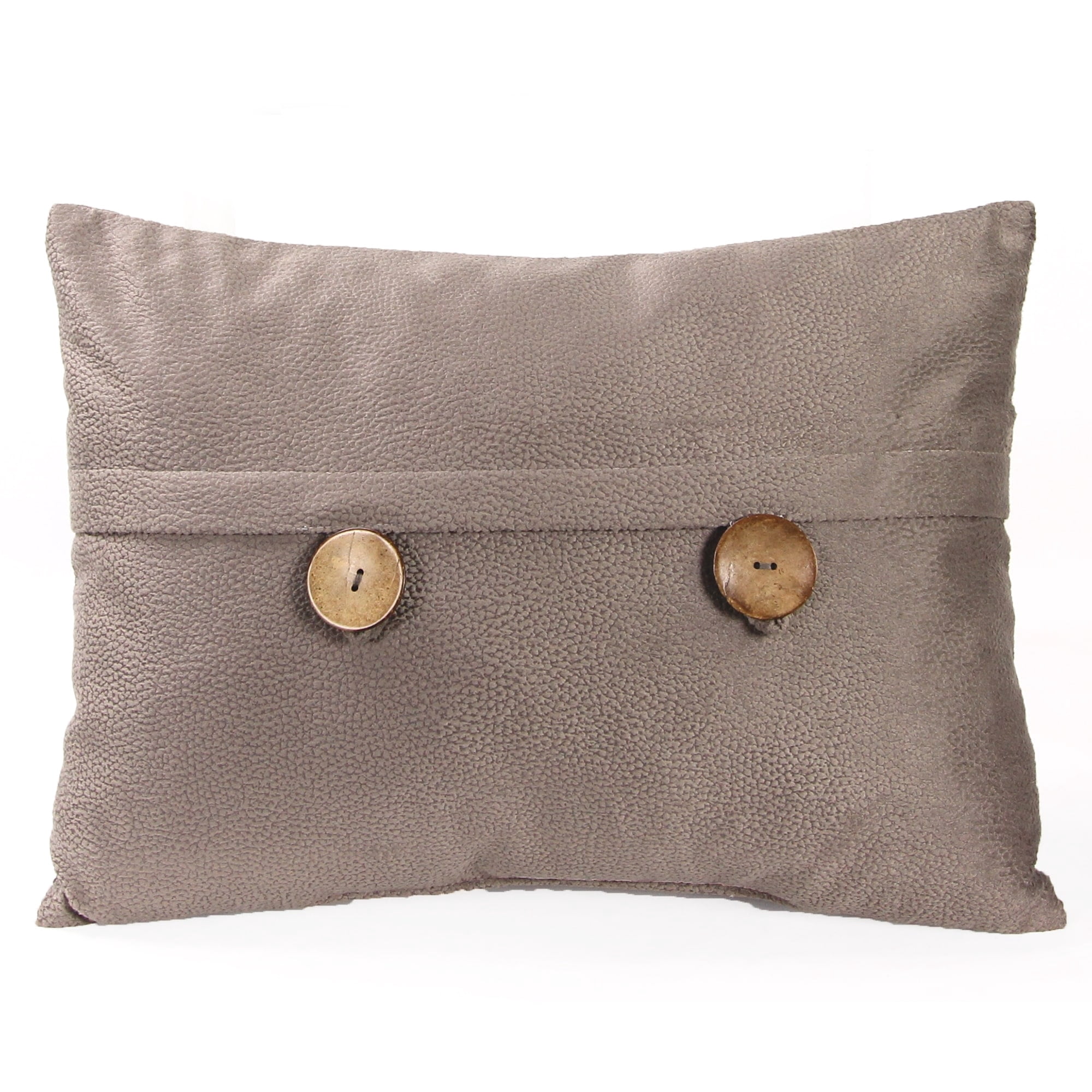 Jordan Manufacturing 20" x 14" Mushroom Solid Rectangular Reversible Decorative Lumbar Throw Pillow with Front Buttons