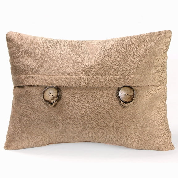 Jordan Manufacturing 20" x 14" Tan Solid Rectangular Reversible Decorative Lumbar Throw Pillow with Front Buttons