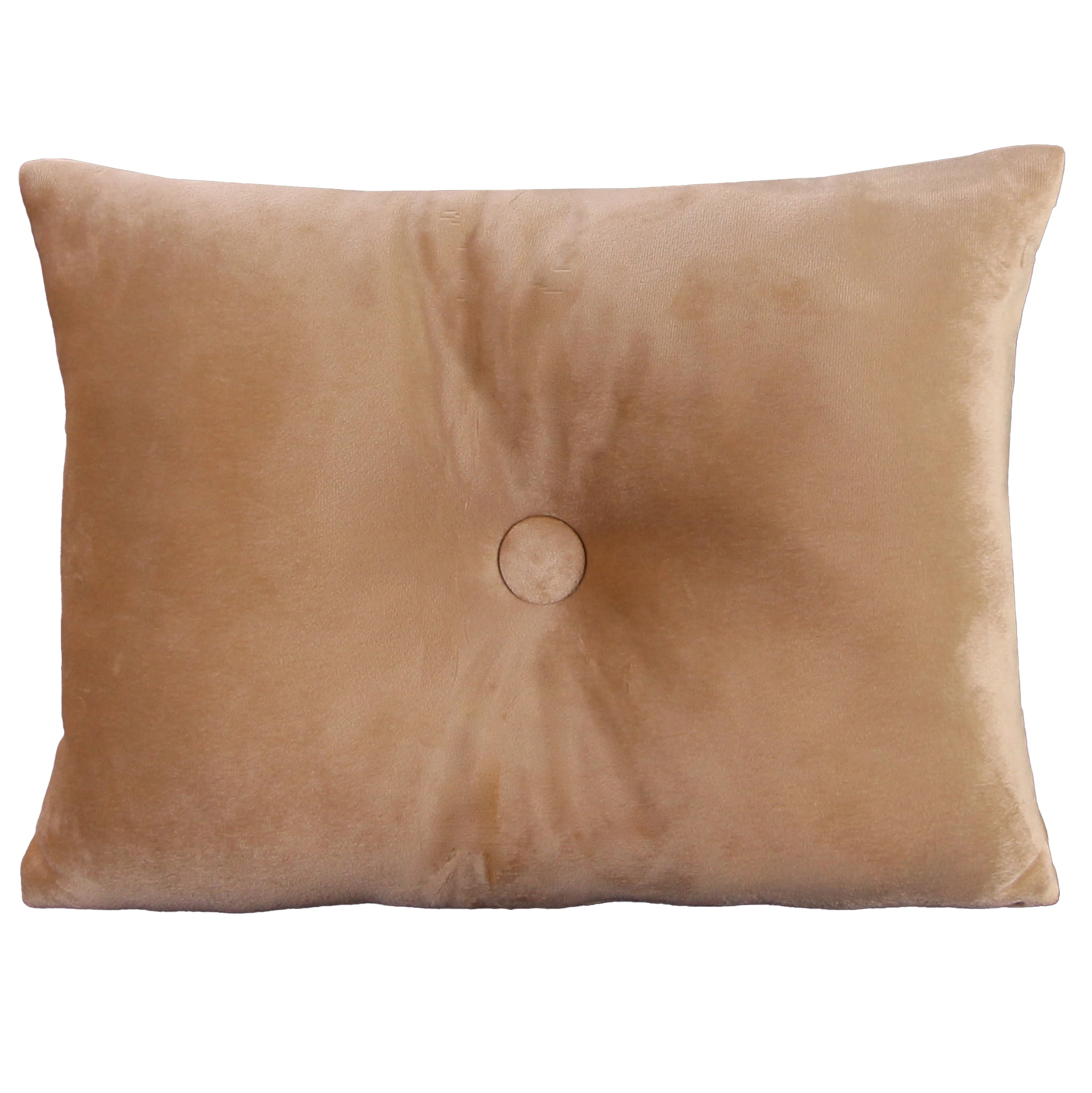 Jordan Manufacturing 20" x 14" Tan Solid Rectangular Tufted Decorative Lumbar Throw Pillow with Fabric Button