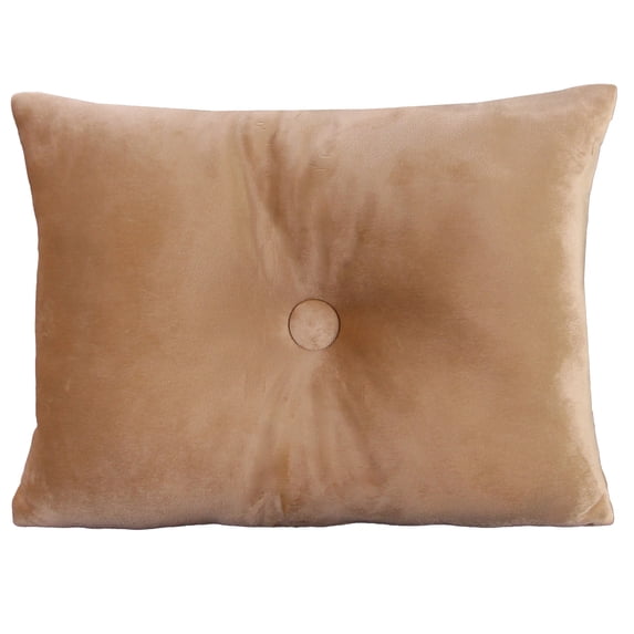 Jordan Manufacturing 20" x 14" Tan Solid Rectangular Tufted Decorative Lumbar Throw Pillow with Fabric Button