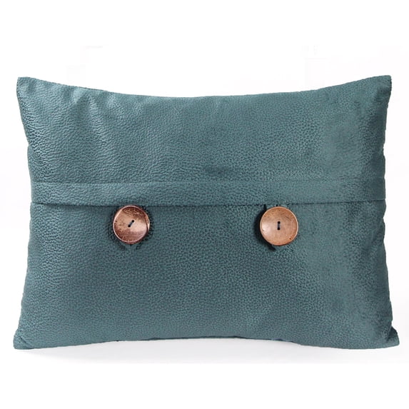 Jordan Manufacturing 20" x 14" Teal Solid Rectangular Reversible Decorative Lumbar Throw Pillow with Front Buttons