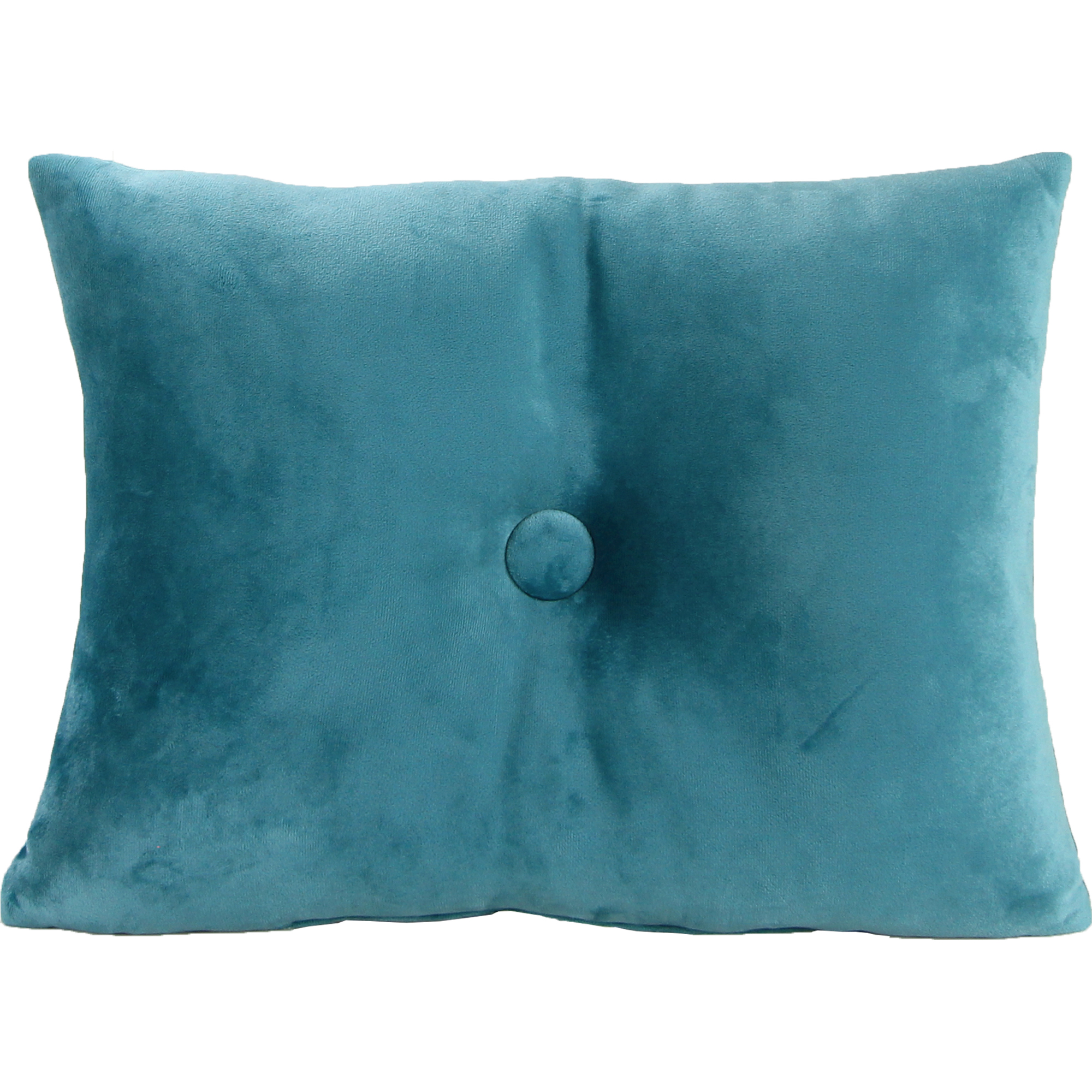 Jordan Manufacturing 20" x 14" Teal Solid Rectangular Tufted Decorative Lumbar Throw Pillow with Fabric Button