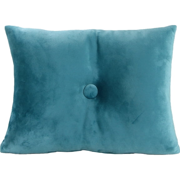 Jordan Manufacturing 20" x 14" Teal Solid Rectangular Tufted Decorative Lumbar Throw Pillow with Fabric Button