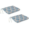 thumbnail image 1 of Jordan Manufacturing 20" x 18" Andorra Tiger Lily Navy Damask Rectangular Outdoor Chair Pad Seat Cushion with Ties (2 Pack), 1 of 11