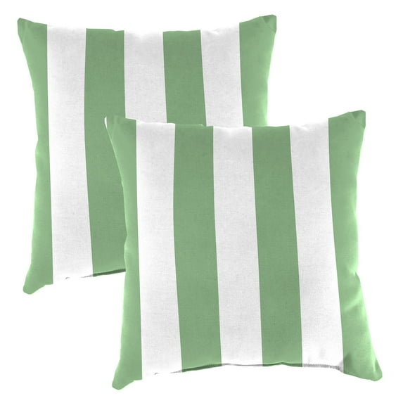 Jordan Manufacturing 20" x 20" Awning Cucumber Green Stripe Square Outdoor Throw Pillow (2 Pack)