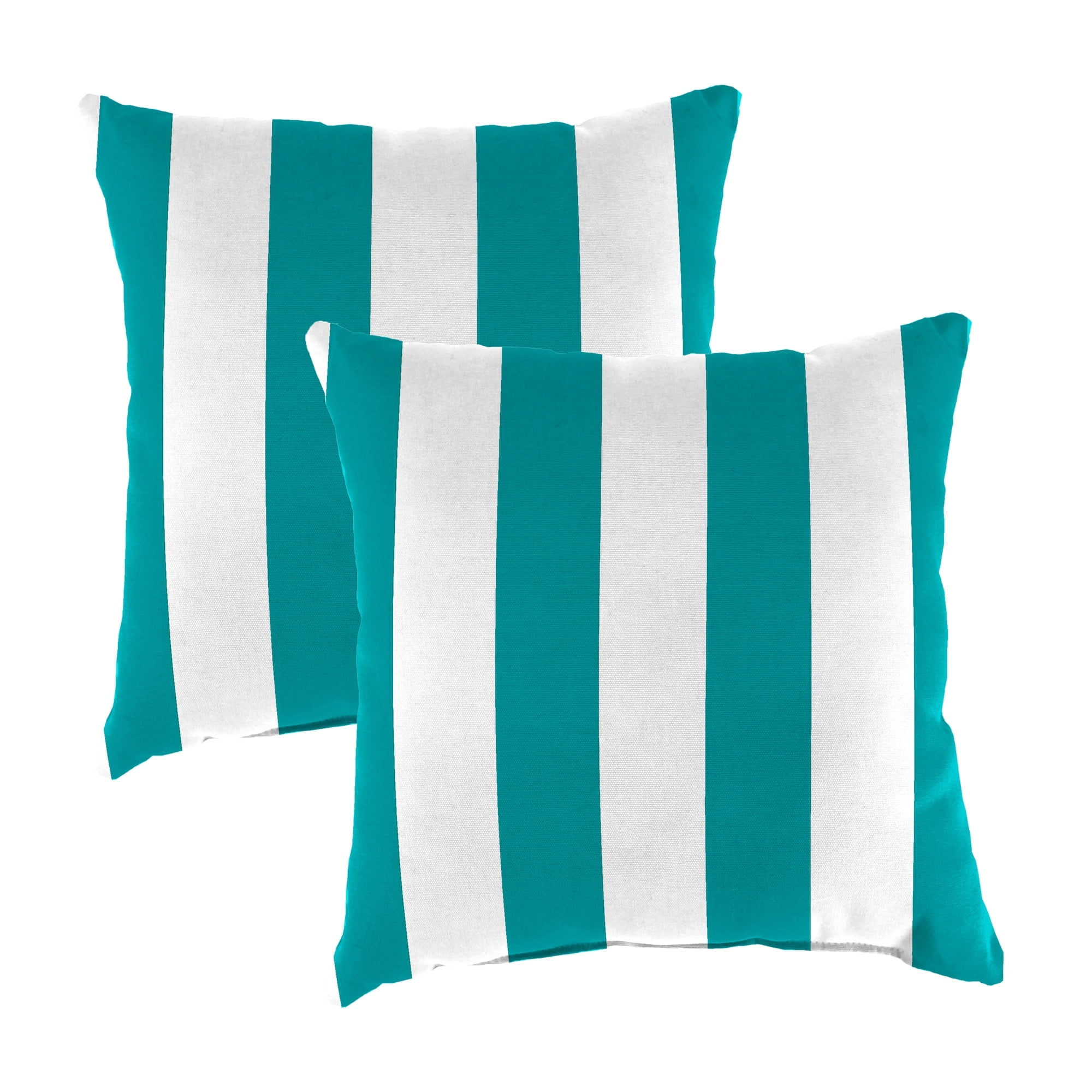 Jordan Manufacturing 20" x 20" Awning Turquoise Stripe Square Outdoor Throw Pillow (2 Pack)