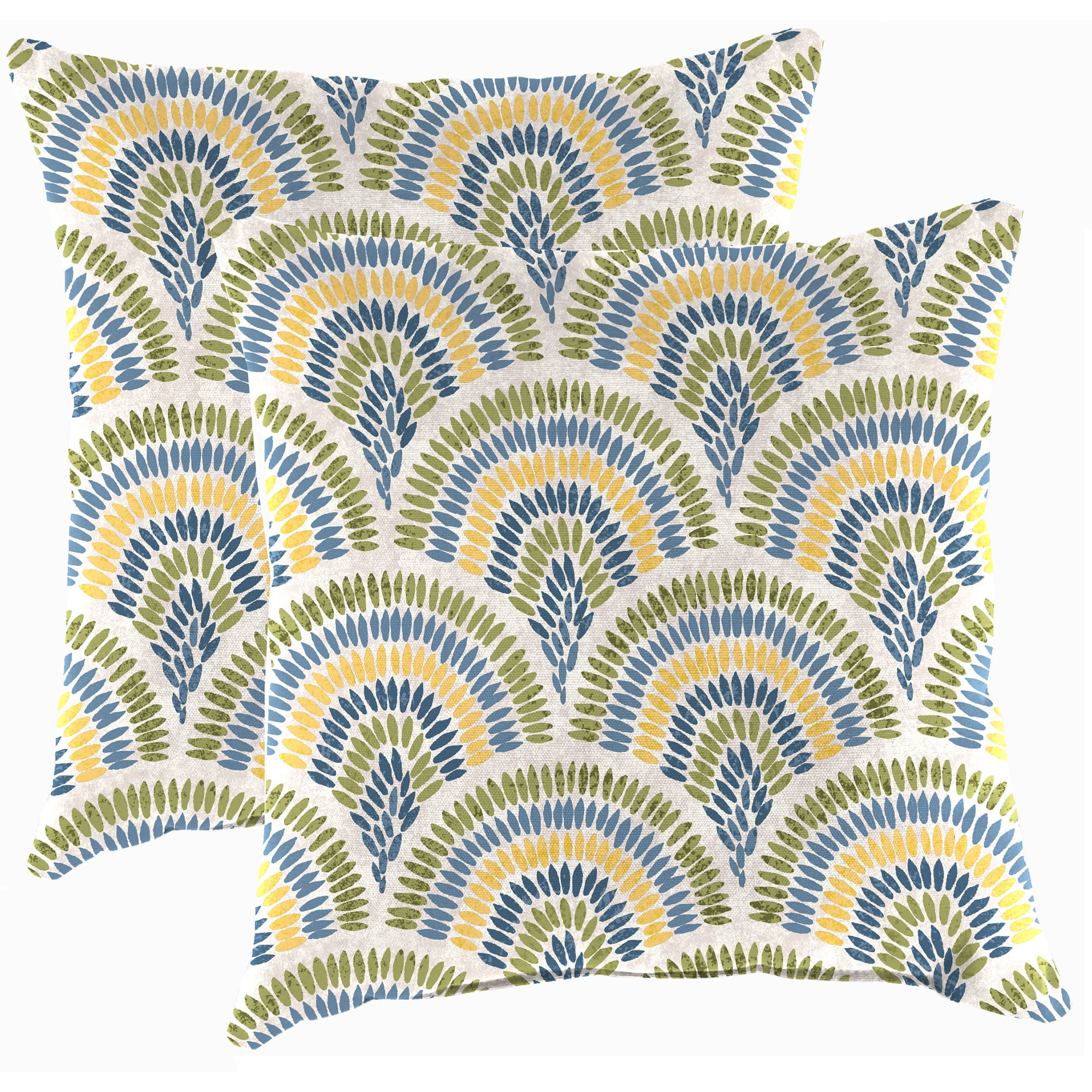 Jordan Manufacturing 20" x 20" Breaker Butter Multicolor Dash Square Outdoor Throw Pillow with Welt (2 Pack)