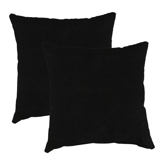 Jordan Manufacturing 20" x 20" Canvas Black Solid Square Outdoor Throw Pillow (2 Pack)