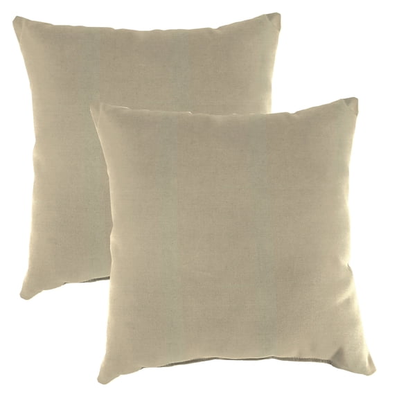 Jordan Manufacturing 20" x 20" Canvas Pebble Beige Solid Square Outdoor Throw Pillow (2 Pack)