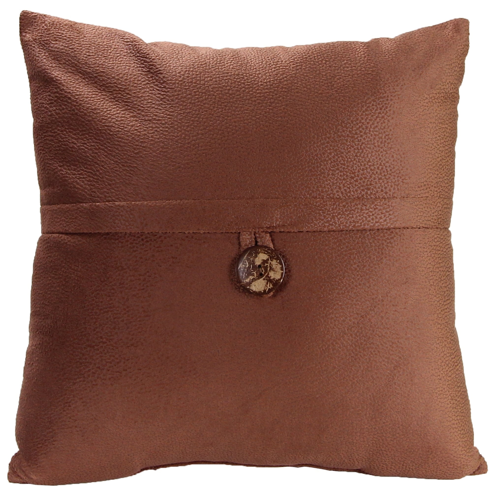 Jordan Manufacturing 20" x 20" Cinnamon Solid Square Reversible Decorative Throw Pillow with Front Button