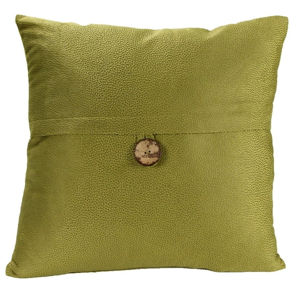 Jordan Manufacturing 20" x 20" Citron Solid Square Reversible Decorative Throw Pillow with Front Button