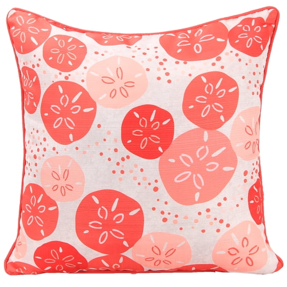 Jordan Manufacturing 20" x 20" Coral and Cream Sand Dollar Nautical Square Reversible Decorative Throw Pillow with Welt