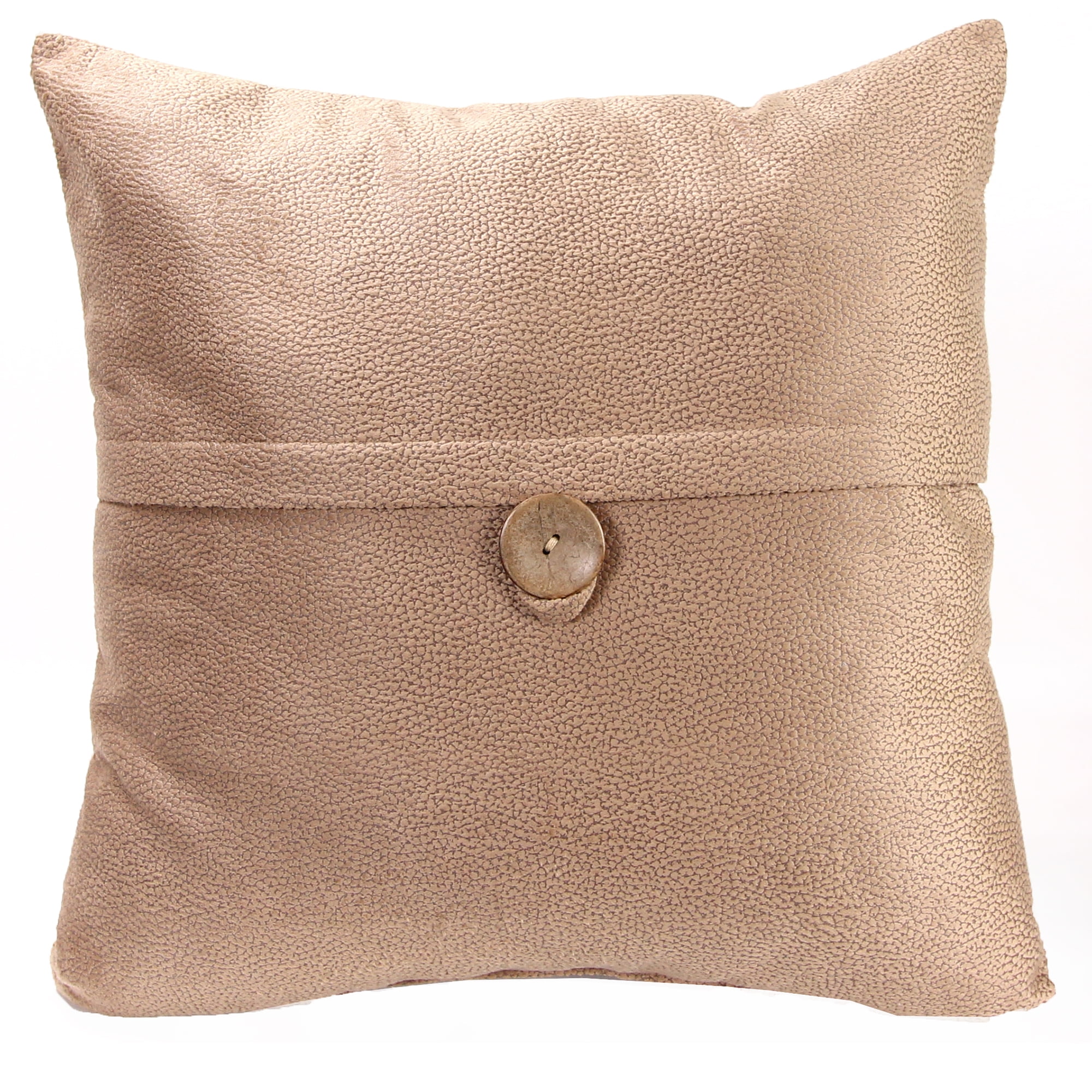 Tan 20'' Square Reversible Decorative Throw Pillow with Button
