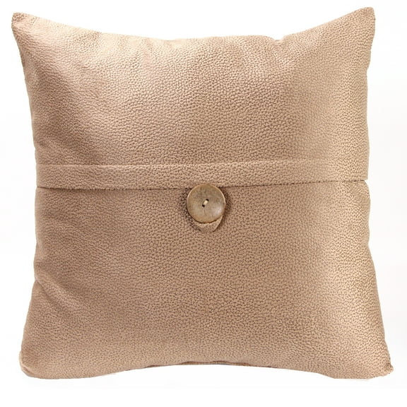 Jordan Manufacturing 20" x 20" Fairview Tan Solid Square Reversible Decorative Throw Pillow with Front Button