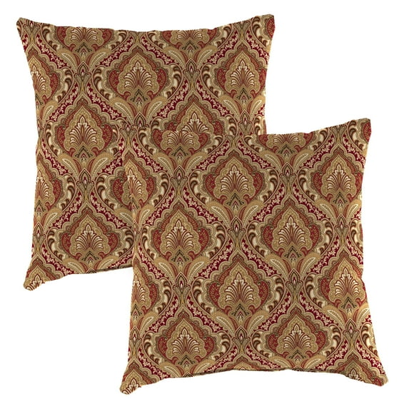 Jordan Manufacturing 20" x 20" Grovedale Pompeii Red Paisley Square Outdoor Throw Pillow (2 Pack)