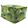 thumbnail image 1 of Jordan Manufacturing 20" x 20" Hixon Palm Green Leaves Square Outdoor Pouf Ottoman with Flange, 1 of 8