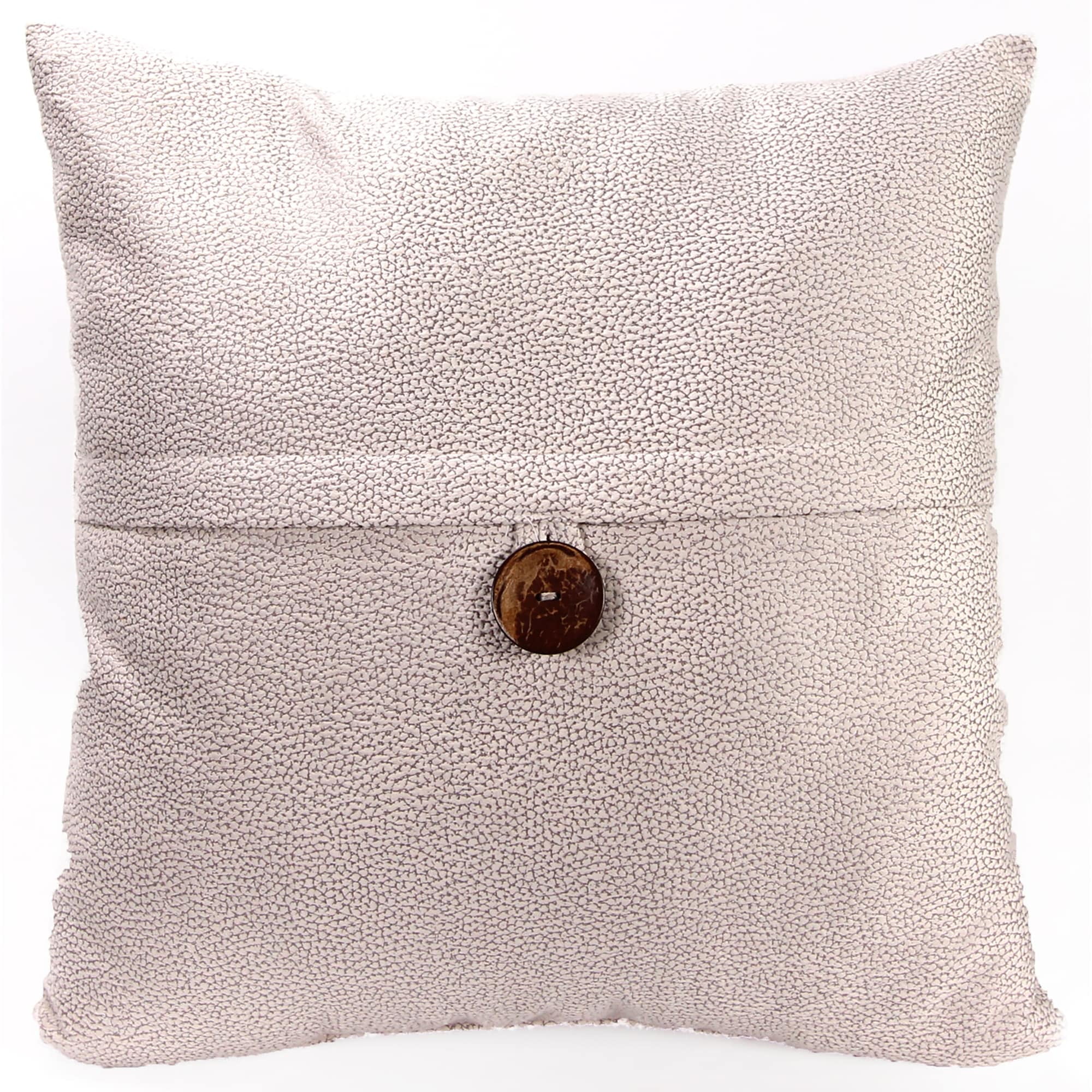 Ivory 20" Square Reversible Decorative Throw Pillow with Button