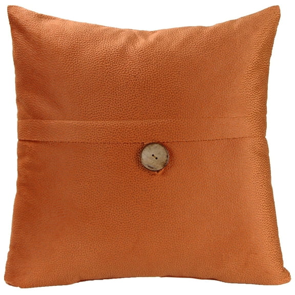 Jordan Manufacturing 20" x 20" Rust Solid Square Reversible Decorative Throw Pillow with Front Button
