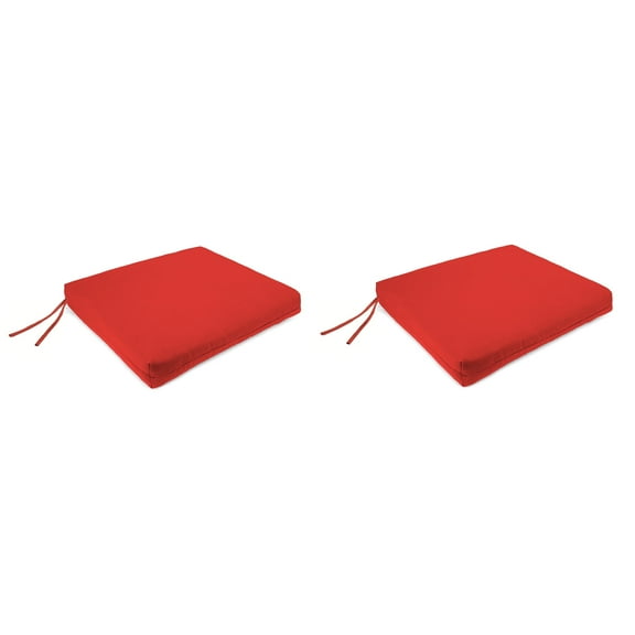 Jordan Manufacturing 20" x 20" Sangria Red Solid Rectangular Outdoor Chair Pad Seat Cushion with Ties (2 Pack)