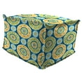 thumbnail image 1 of Jordan Manufacturing 20" x 20" Tabea Sunblue Multicolor Medallion Square Outdoor Pouf Ottoman with Flange, 1 of 8