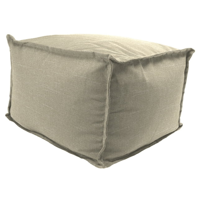 Jordan Manufacturing 20" x 20" Tory Bisque Tan Solid Square Outdoor Pouf Ottoman with Flange