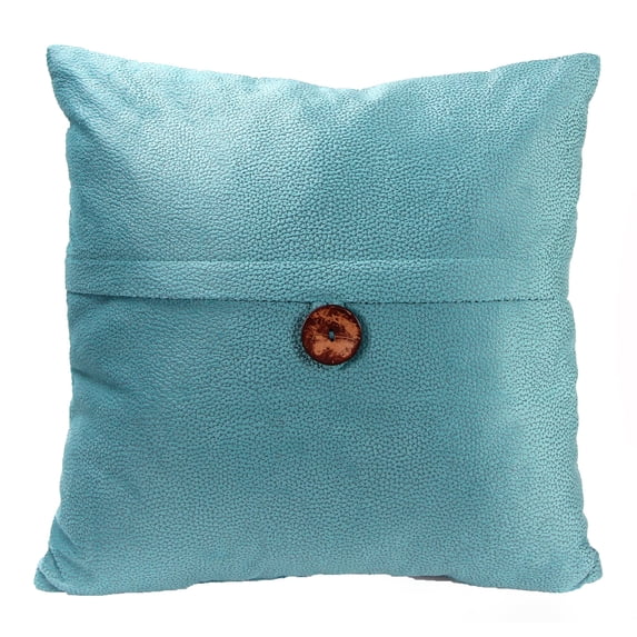 Jordan Manufacturing 20" x 20" Turquoise Solid Square Reversible Decorative Throw Pillow with Front Button