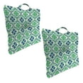 thumbnail image 1 of Jordan Manufacturing 20" x 20" Vesey Sea Mist Blue and Green Quatrefoil Square Tufted Outdoor Floor Cushion with Handle (2 Pack), 1 of 10