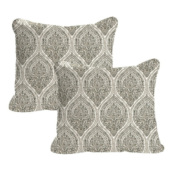 Jordan Manufacturing 21" x 24" Andorra Umber Brown Damask Rectangular Outdoor Deep Seat Chair Back Cushion with Welt (2 Pack)