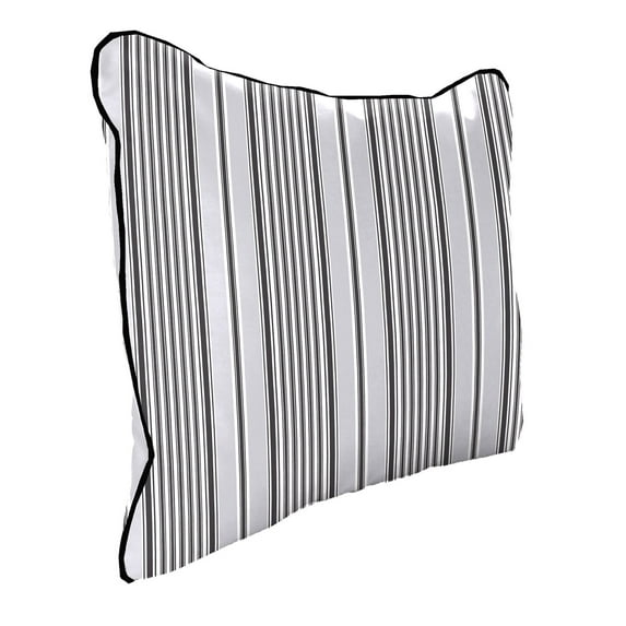 Jordan Manufacturing 21" x 24" Worth Black and Grey Stripe Rectangular Outdoor Deep Seat Chair Back Cushion with Welt