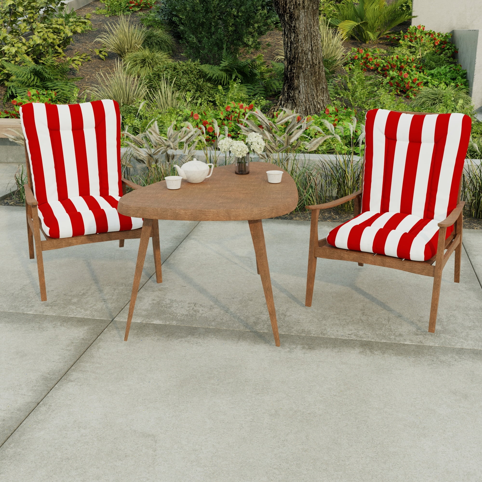 Jordan Manufacturing 21" x 38" Red Stripe Outdoor Chair Cushion with Ties and Loop