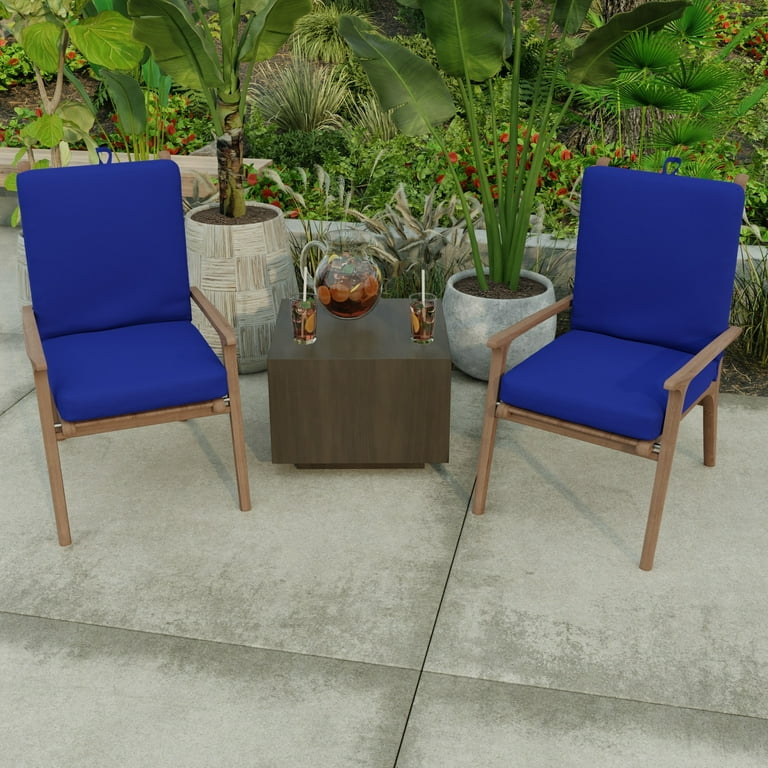 Jordan Manufacturing 21 x 44 Blue Solid Outdoor Chair Cushion with Ties and Loop 8X22X22.5 Walmart