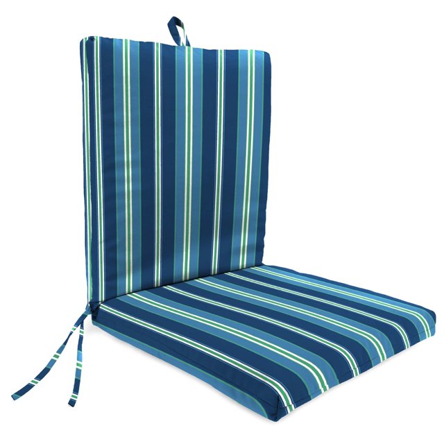 Jordan Manufacturing 21" x 44" Blue Stripe Outdoor Chair Cushion with