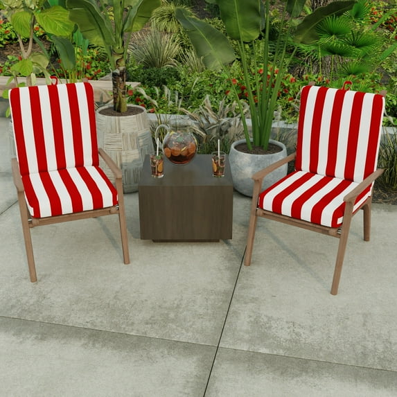 Jordan Manufacturing 21" x 44" Red Stripe Outdoor Chair Cushion with Ties and Loop