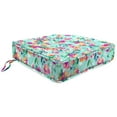 thumbnail image 1 of Jordan Manufacturing 22.5" x 22.5" Camryn Vibrant Aqua Floral Square Outdoor Deep Seat Cushion with Ties and Welt, 1 of 9