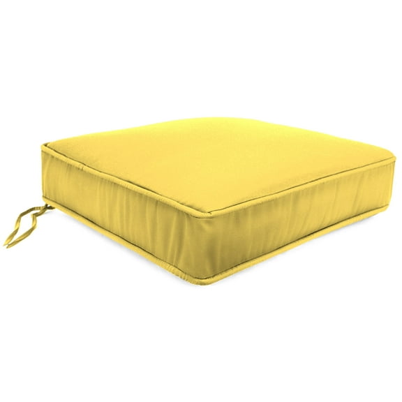 Jordan Manufacturing 22.5" x 22.5" Canvas Butter Yellow Solid Square Outdoor Deep Seat Cushion with Ties and Welt
