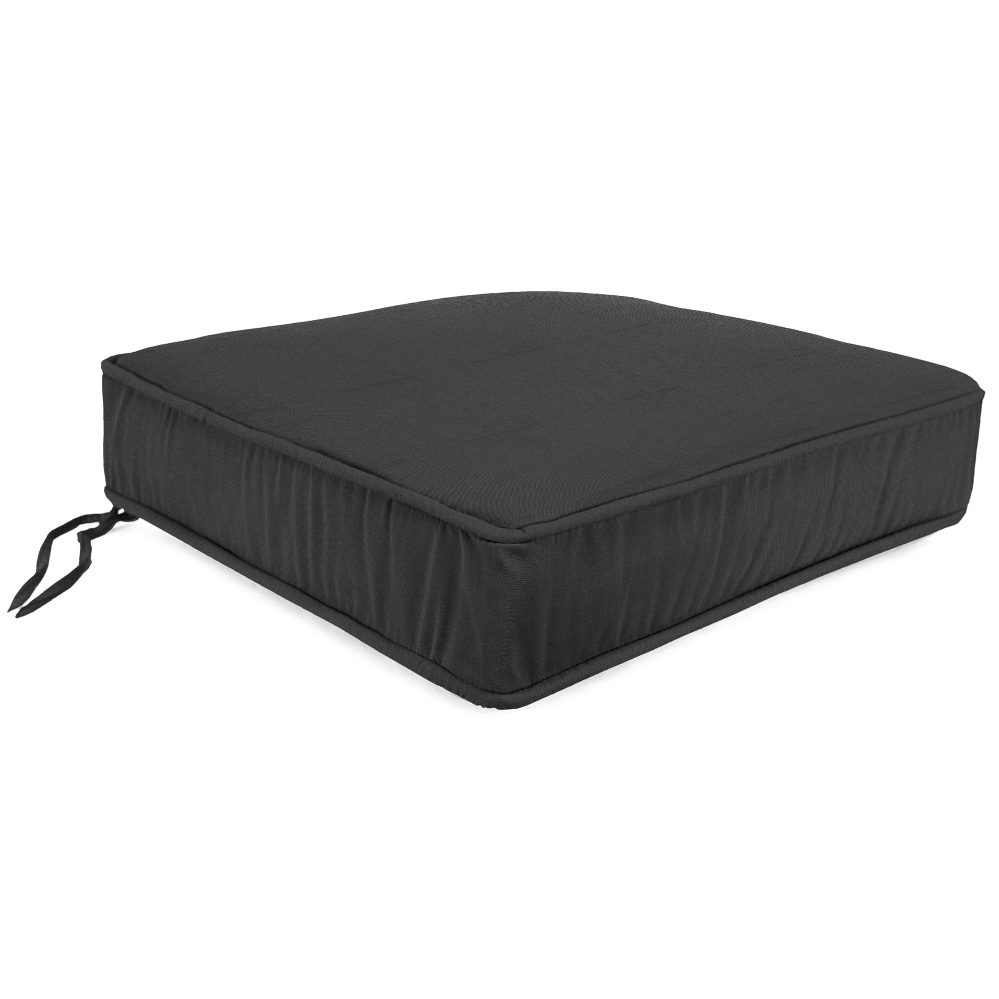 Canvas Charcoal Deep Seat Outdoor Cushion with Ties and Welt