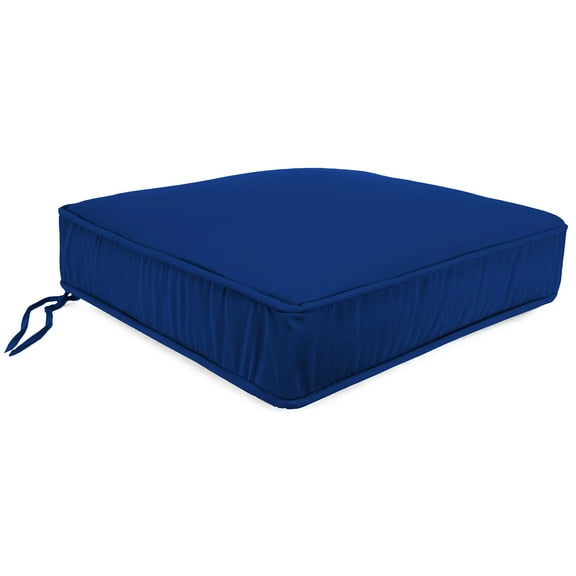 Jordan Manufacturing 22.5" x 22.5" Canvas Cobalt Blue Solid Square Outdoor Deep Seat Cushion with Ties and Welt